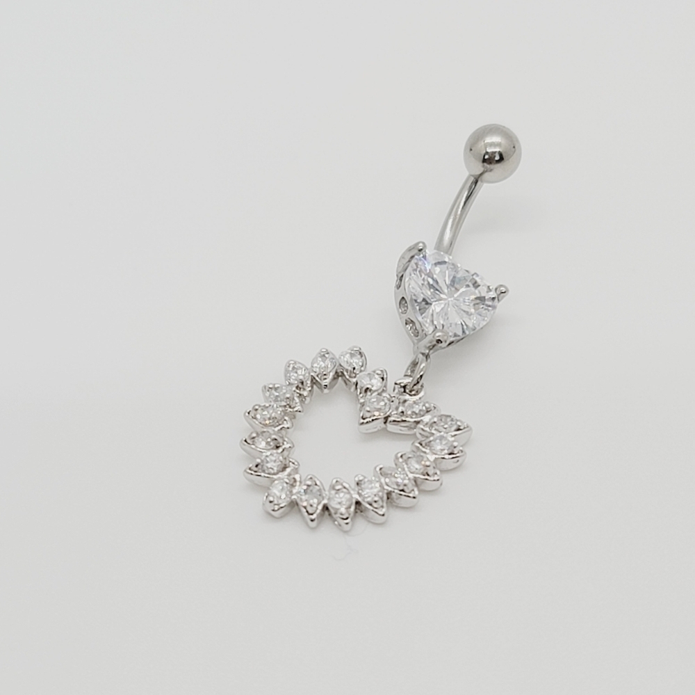 New Sterling Silver CZ Belly Button Navel Ring